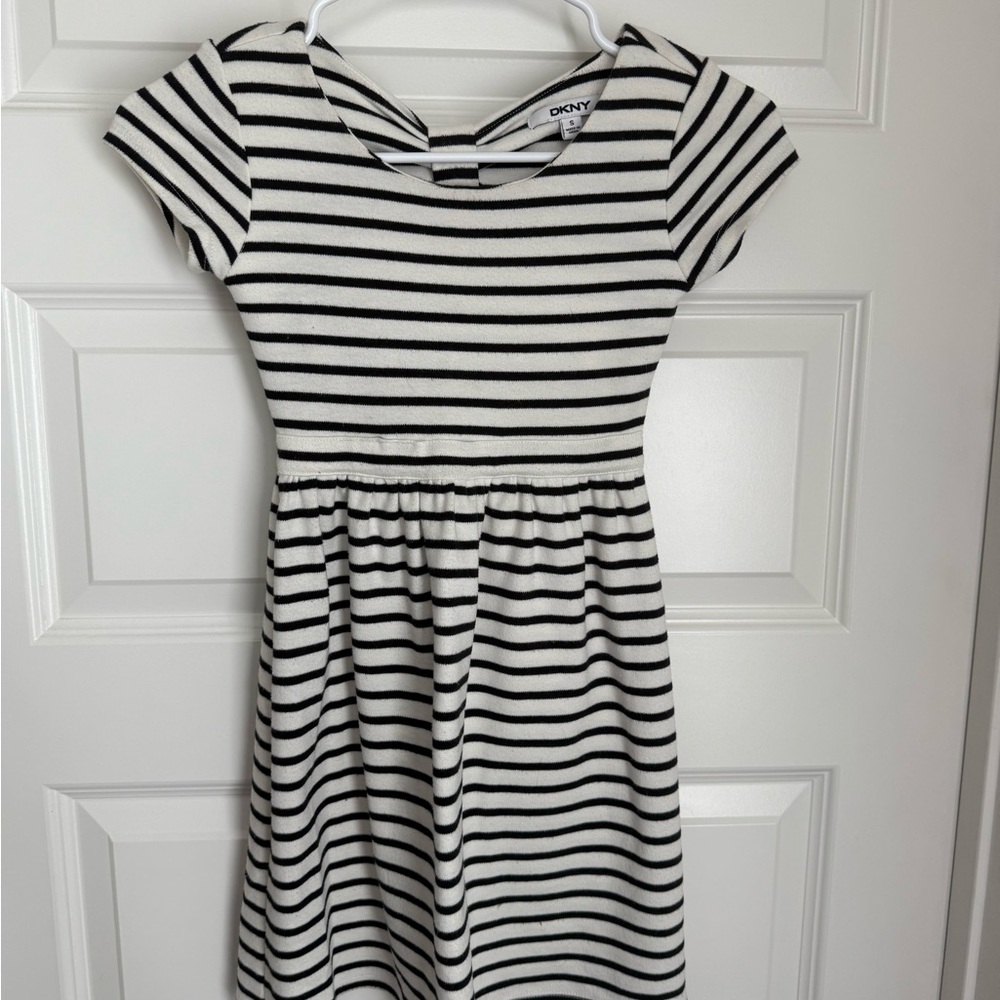 DKNY Black and White Fit and Flare Dress